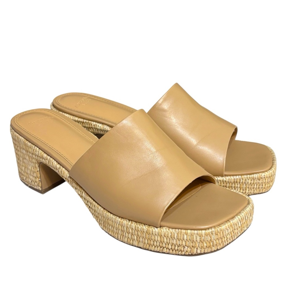 Abercrombie & Fitch heels tan nude retro mule platform espadrille size 10.5